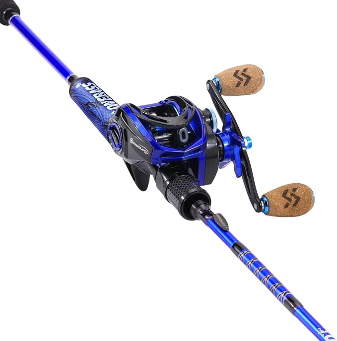 One Bass Fishing Rod and Reel Combo, IM7 Graphite 2 Pc Blank Baitcasting Combo, Spinning Rod with Super Polymer Handle