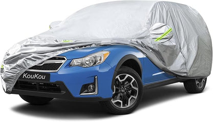 KouKou Oxford SUV Car Cover Waterproof All Weather for Automobiles with Zipper Door, Full Exterior Cover for Mazda CX-5, Subaru Forester, Crosstrek, Jeep Cherokee, Compass, etc.(up to 181 inch)