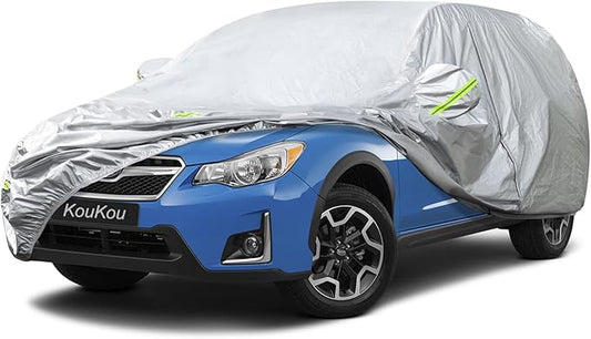 KouKou Oxford SUV Car Cover Waterproof All Weather for Automobiles with Zipper Door, Full Exterior Cover for Mazda CX-5, Subaru Forester, Crosstrek, Jeep Cherokee, Compass, etc.(up to 181 inch)