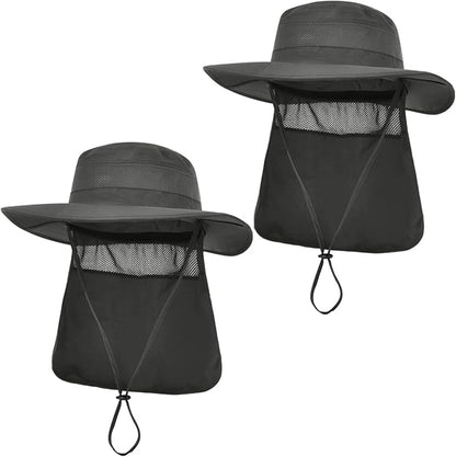 Men&Women Foldable Outdoor Sun Hat with Packable Neck Flap, UV Sun Protection Wide Brim Safari Cap