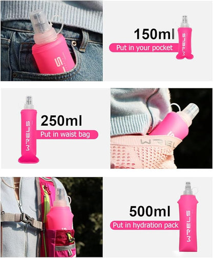Folding Soft Flask Portable Collapsible Running Lightweight Water Bottle for Outdoor Sports,Travel with Mouthpeice Cover