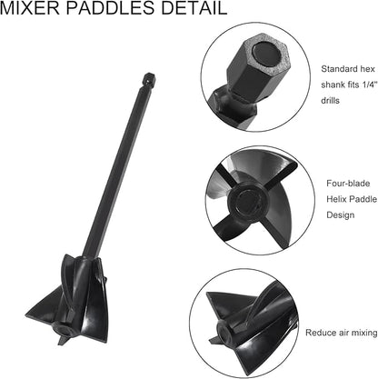 Litoexpe 4 Pcs Resin Mixer Paddles, Epoxy Resin Mixer Paddle Attachment for Powerful Mixing, Reusable Paint Stirrer Drill Attachment for Mixing Resin, Epoxy, Silica Gel Molds (Black)