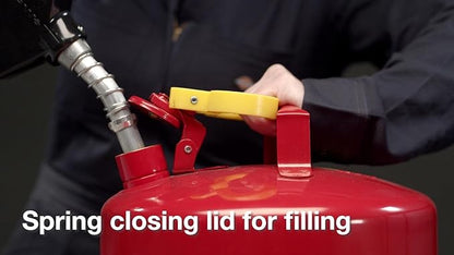 Eagle 2.5 Gallon Type I Red Safety Gas Can for Gasoline with Flame Arrester, Self-Closing Lid, and F-15 Funnel, Made in the USA, Galvanized Steel Flammable Storage Can, UI25FS