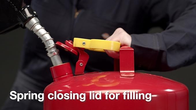 Eagle 2 Quart Type I Red Safety Gas Can for Gasoline with Flame Arrester and Self-Closing Lid, Made in the USA, Galvanized Steel Flammable Storage Can, UI4S