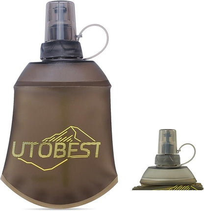 150ml Soft Flask, 1 Pack Flexible TPU Hydration Water Bottle, Collapsible with 28mm Caliber for Running, Hiking, Cycling, Climbing, and Marathon Yellow