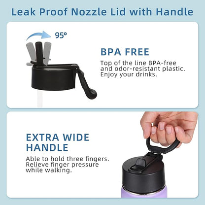 Volhoply 16 OZ Kids Water Bottle Bulk 4 Pack,Insulated Sports Bottles with Straw Lid,Stainless Steel Bottle with Handle Keep Cold,Double Wall Vacuum Tumbler Cups for School,Girl(Lavender Blue, 4