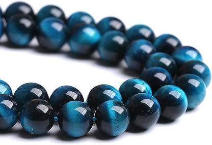6mm 60PCS Blue Tiger Eye Beads Natural Stone Gemstone Spacer Loose Beads for Jewelry Making DIY Bracelet Semi Precious Beads Strand 15 inches