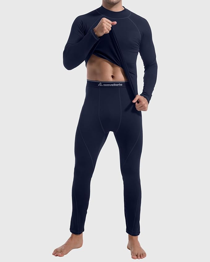 CL convallaria Thermal Underwear for Men Long Johns Fleece Lined Hunting Gear Set Base Layer for Cold Weather XS-4XL