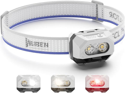 WUBEN H4 LED Headlamp Rechargeable, 800 Lumens Super Bright Head lamp, IP68 Waterproof headlamp with Motion Sensor, Headlight Flashlight 10 Modes with Red Light, for Camping Fishing& Hiking Gear