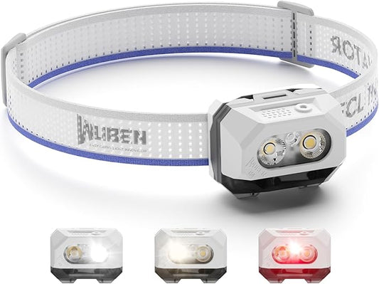 WUBEN H4 LED Headlamp Rechargeable, 800 Lumens Super Bright Head lamp, IP68 Waterproof headlamp with Motion Sensor, Headlight Flashlight 10 Modes with Red Light, for Camping Fishing& Hiking Gear