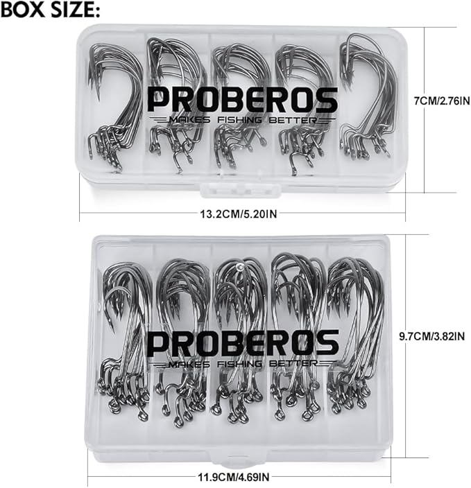Fishing Hooks for Bass Fishing - 100pcs EWG Offset Worm Hook Texas Rig Hooks for Freshwater Saltwater Size 1/0 2/0 3/0 4/0 5/0 - Soft Lures Worms Plastics Bait Fishing Hook with Tackle Box