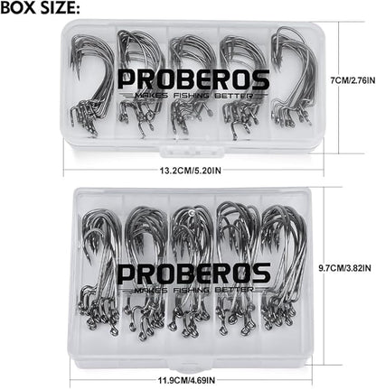 Fishing Hooks for Bass Fishing - 100pcs EWG Offset Worm Hook Texas Rig Hooks for Freshwater Saltwater Size 1/0 2/0 3/0 4/0 5/0 - Soft Lures Worms Plastics Bait Fishing Hook with Tackle Box