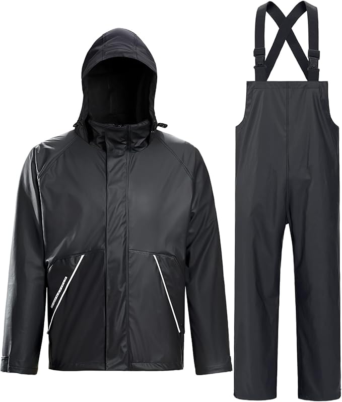 TOWN&FIELD Rain Suits for Fishing Waterproof Rain Gear for Men Women Heavy Duty Rain Coat Jacket with Pants/Overalls