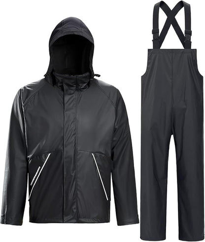 TOWN&FIELD Rain Suits for Fishing Waterproof Rain Gear for Men Women Heavy Duty Rain Coat Jacket with Pants/Overalls