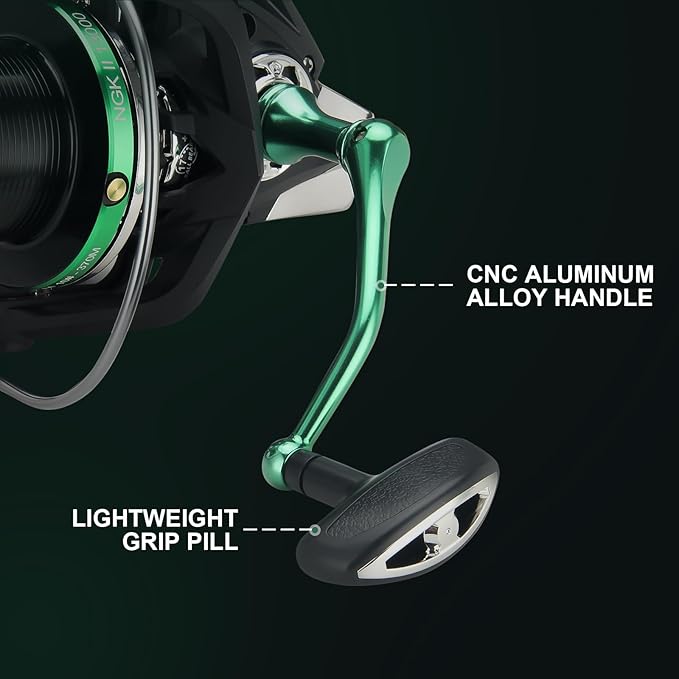 HAUT TON Spinning Reel 8000/9000/10000/12000/14000,6+1BB Metal Surf Fishing Reels,4.8:1 Gear Ratio 55lbs Drag Heavy Long Casting Inshore Saltwater Monster Fish