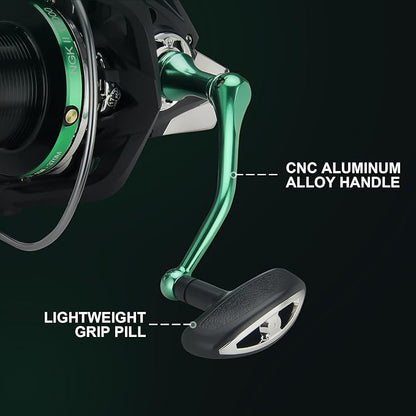 HAUT TON Spinning Reel 8000/9000/10000/12000/14000,6+1BB Metal Surf Fishing Reels,4.8:1 Gear Ratio 55lbs Drag Heavy Long Casting Inshore Saltwater Monster Fish