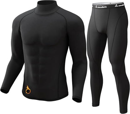 CL convallaria Thermal Underwear for Men Long Johns Fleece Lined Hunting Gear Set Base Layer for Cold Weather XS-4XL