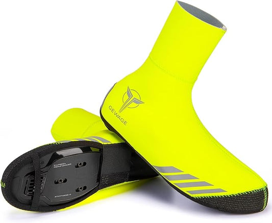 GEWAGE Cycling Shoe Covers Winter Thermal Warm Cycling Overshoes Water Resistant Windproof Bike Bicycle Shoe Covers for Man Woman (Yellow, XXX-Large)