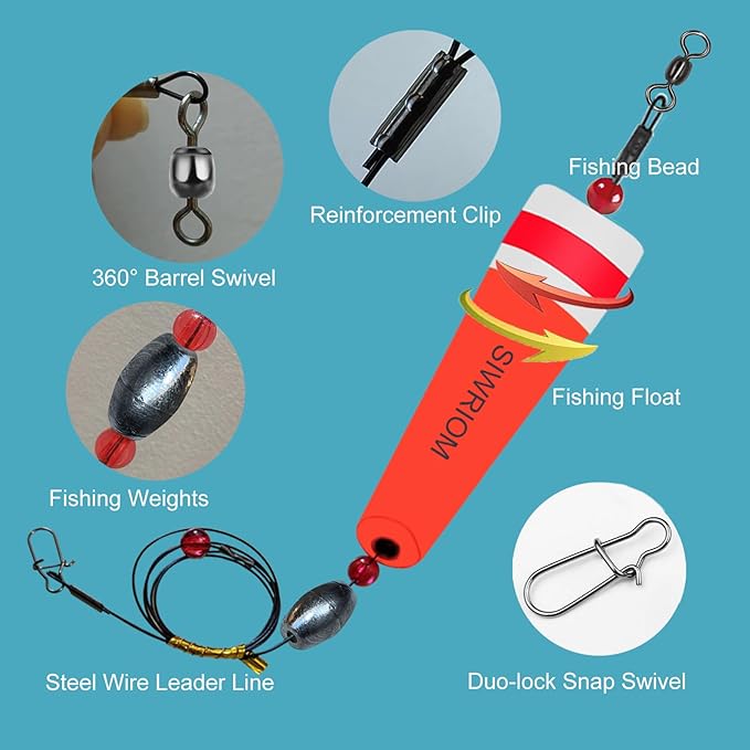 Popping Corks Floats for Saltwater Fishing Bobber, 4PCS Weighted Bobbers Inshore Fishing Popping Cork Float Rig Rattle Popper for Redfish Speckled Trout Sheepshead Flounder Fishing Tackle