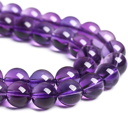 8MM 46PCS Natural Stone Clean Amethyst 3A Grade Crystal Loose Beads for Jewelry Making DIY Bracelet