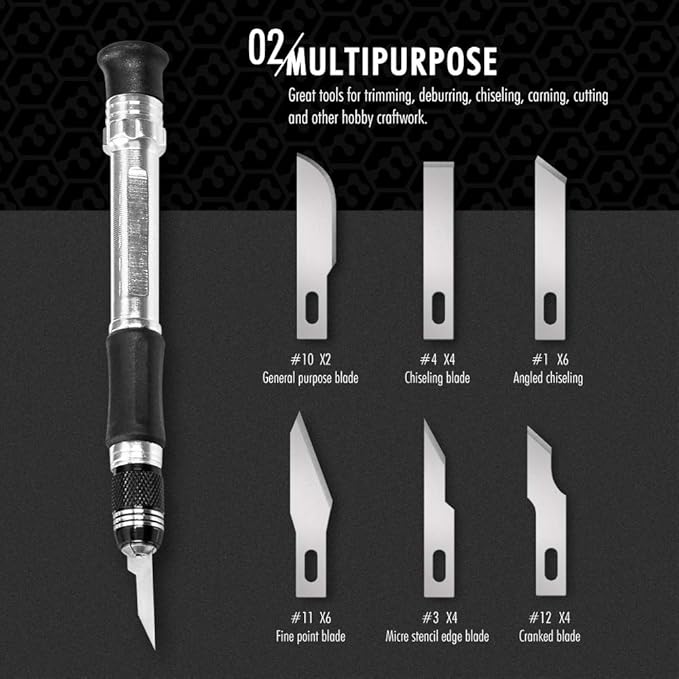 FantastiCAR Craft Knife Precision Cutter Hobby Knife Blades Set (29pcs) for Art Work, Scrapbooking, Stencil, Architecture Modeling, Wood Leather Working