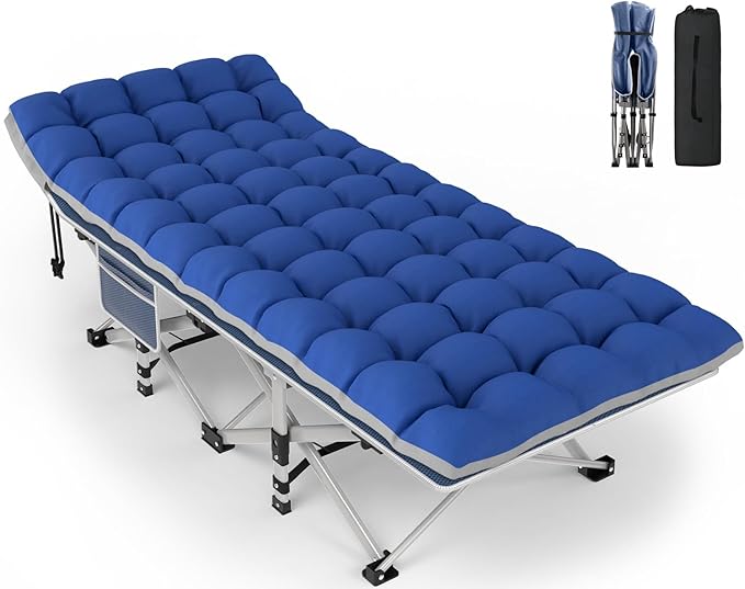 ZENPETIO Folding Camping Cot for Adult, 28In Portable Sleeping Cot with Mattress, Outdoor Heavy Duty Cot Bed for Camp with Carry Bag, Max Loading 500lbs for Home, Office, Camp, Travel, Vacation