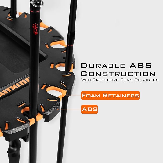 KastKing V16 Fishing Rod Rack - Fishing Pole Rack Holds Up to 16 Fishing Rods or Combos, Lightweight and Durable ABS Construction, Space-Saving Fishing Rod Holders for Garage