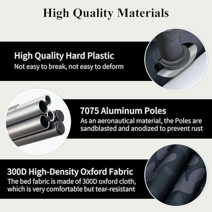 TOMOUNT Camping Cot Ultralight Folding Width 2.3ft Camping Cot for Adults Backpacking Cot for Camping Hiking Camping cots(Black Camouflage)