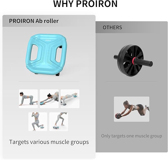 PROIRON Ab Roller with Knee Pads for Abs Workout, Multifunctional Ab Roller Wheel for Abs Workout, Abdominal Roller with Knee Pads, Abdominal Exercises Wheel, Abb Roller (Slide Fitness Trainer)