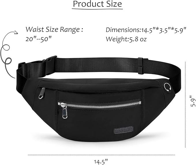 MAXTOP Large Crossbody Fanny Pack with 4-Zipper Pockets,Gifts for Enjoy Sports Festival Workout Traveling Running Casual Hands-Free Wallets Waist Pack Phone Bag Carrying All Phones