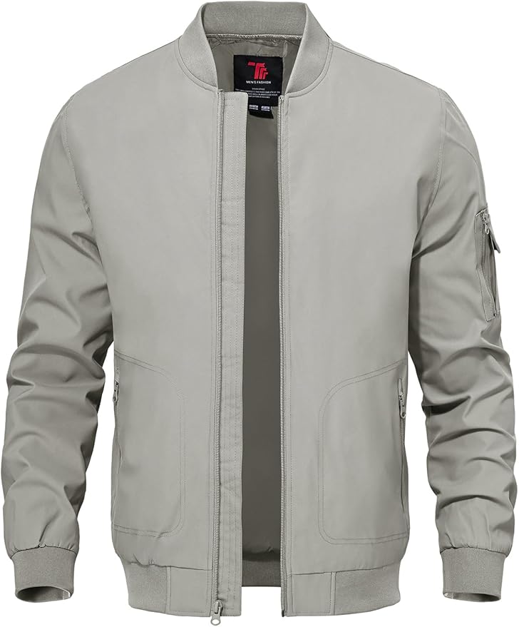 TBMPOY Men's Lightweight Bomber Jackets Light Windbreaker Casual Stylish Fall Golf Zip Up Dress Business Varsity