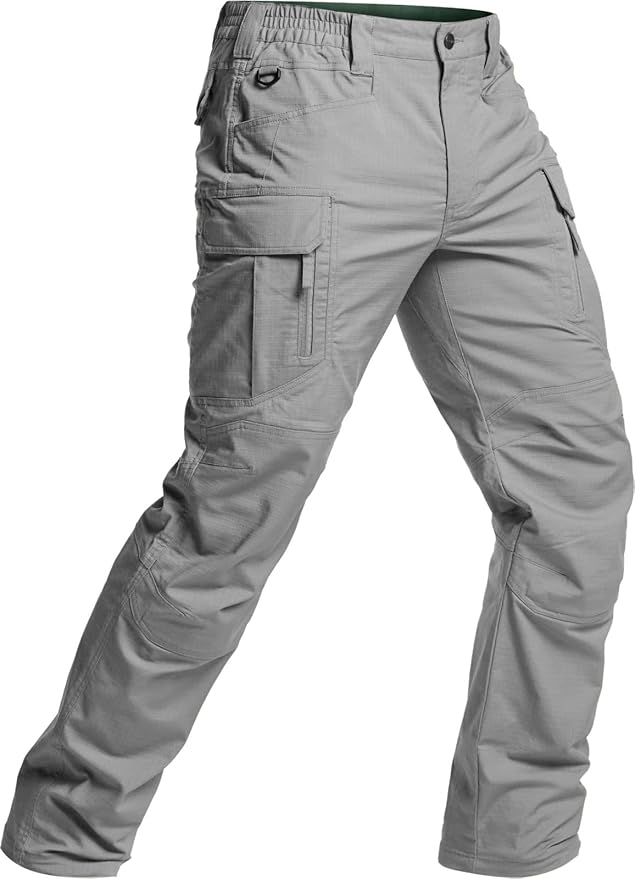 CQR Men's Flex Stretch Tactical Pants, Water Resistant Ripstop Cargo Pants, Lightweight EDC Outdoor Work Hiking Pants