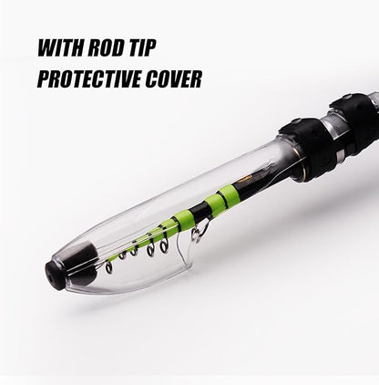 PURELURE Fishing Rod Telescopic, Carbon Fiber Spinning Casting Travel Rod, Spare Solid Carbon Tip, 3A Cork Handle, ABS Metal Reel Seat, Floating Guide Ultralight Portable Fishing Pole