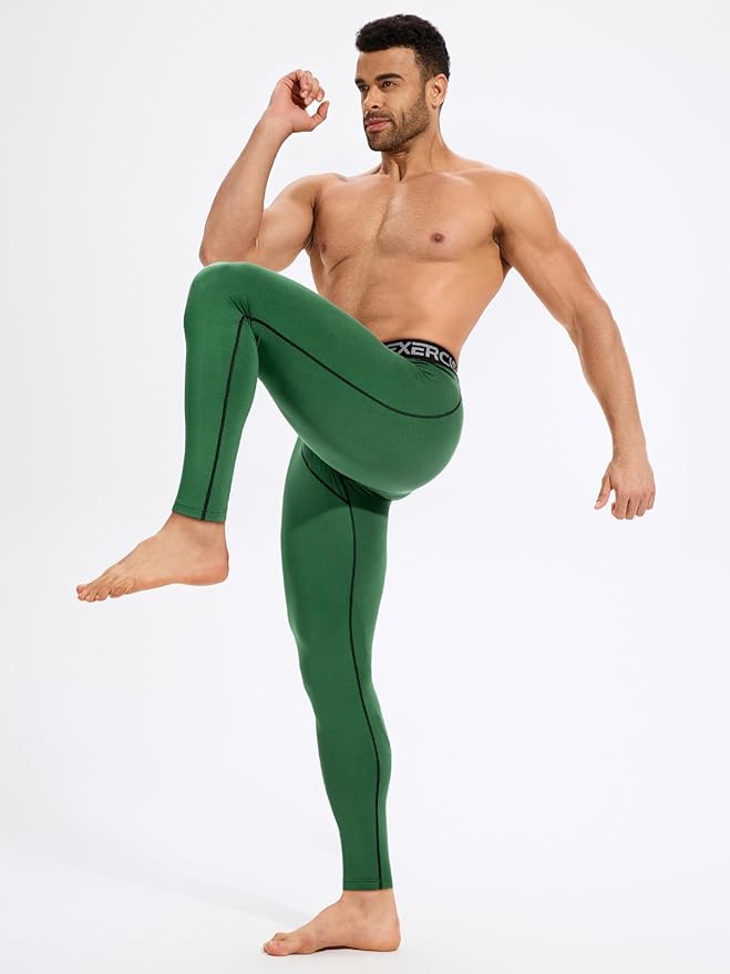 4 Pack Thermal Underwear Long Johns Fleece Base Layer Bottoms Thermal Leggings for Men Compression Pants