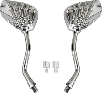 Universal Bicycle Mirror Bike Rear View Mirror 8mm 10mm Skull Hand Style Also for Motorcycle Rear View Mirrors silver