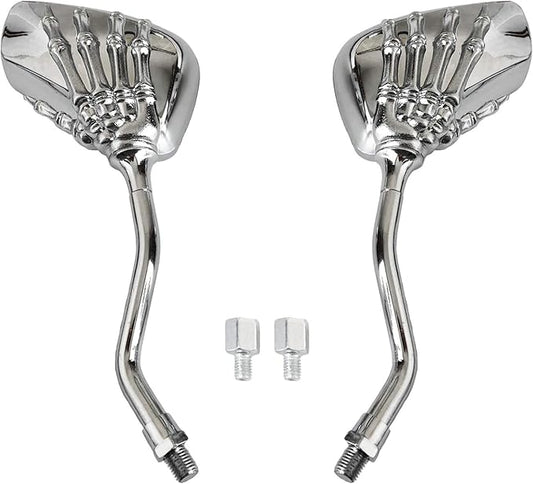 Universal Bicycle Mirror Bike Rear View Mirror 8mm 10mm Skull Hand Style Also for Motorcycle Rear View Mirrors silver