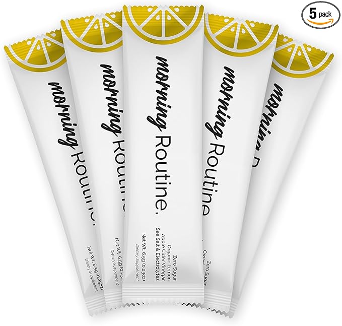 ROUTINE Morning Daily Hydration | Electrolyte Powder Packets with Apple Cider Vinegar, Lemon, and Sea Salt | Keto & Paleo-Friendly Electrolyte Drink Mix (5 Pack)