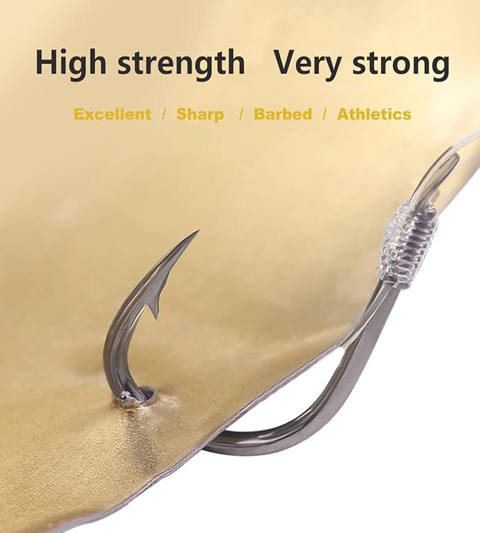 AMHDV Tiny Fishing Hooks with Line, Small Fishing Hook and Leader (Pack of 20)