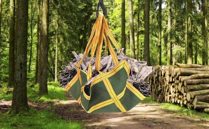 QWORK Heavy-Duty Canvas Cargo Lifting Pad Net - 3.28ft x 3.28ft Reinforced Handle Lifting Net for Construction, Logistics, and Transport, 2645lbs Load Capacity, Non-Slip Material