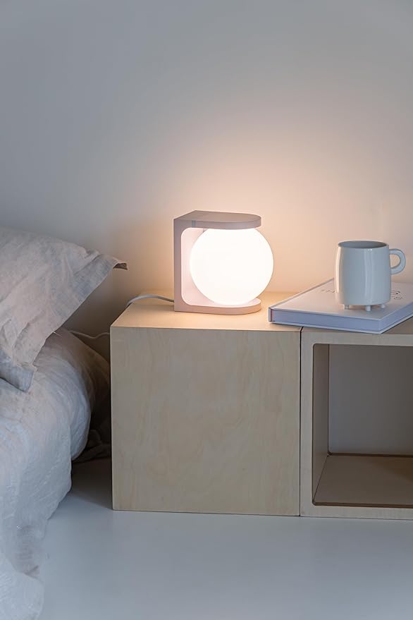 Wireless Charging Table Lamp with Flat Top Surface, Modern Design (Pink)