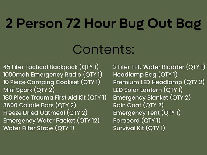 Denver: Premium 72 Hour Survival Backpack with Supplies - 2024 Model Bug Out Bag Backpack - Upgraded Go Bag Emergency Backpack w/Complete Tactical Survival Kit - Bug Out Bag Survival Kit for 2 Person