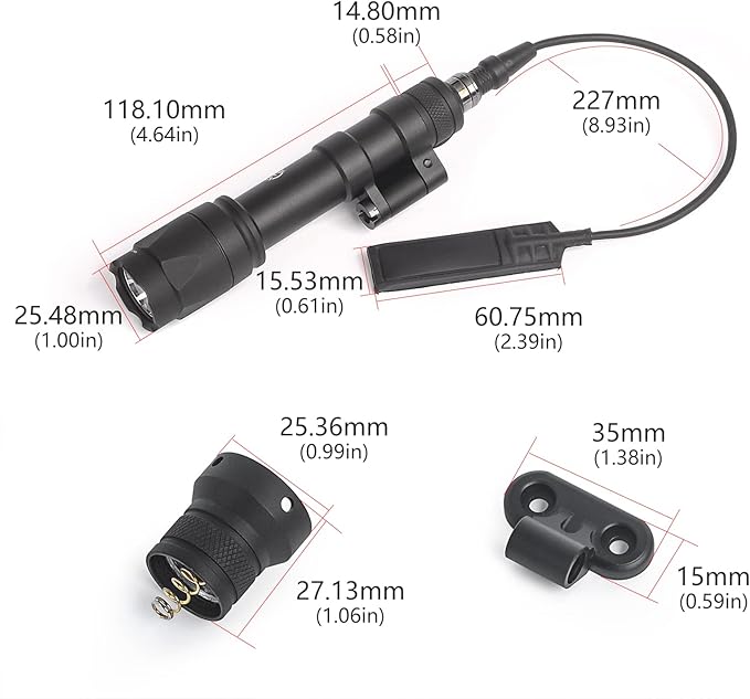 NOBUHIRO M600C 800 Lumens Tactical Flashlight, with Replaceable Mounting Rotating Base, Suitable for 20mm Picatinny & Mlok/Keymod Rail, Include with Remote Pressure & Push Button Switch (M600C)