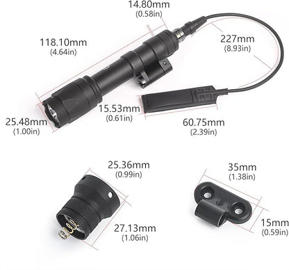 NOBUHIRO M600C 800 Lumens Tactical Flashlight, with Replaceable Mounting Rotating Base, Suitable for 20mm Picatinny & Mlok/Keymod Rail, Include with Remote Pressure & Push Button Switch (M600C)