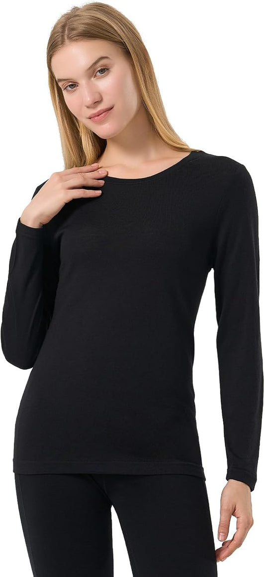 Merino Protect 100% Merino Wool Base Layer Women Thermals Underwear Lightweight Soft Long Sleeve Shirt for Hiking Skiing