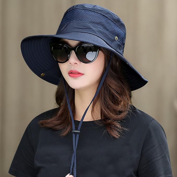 Women Fishing Sun Hat Men Summer UV Protection Bucket Hats Mesh Ventilated Outdoor Hiking Gardening Beach Lawn Hat