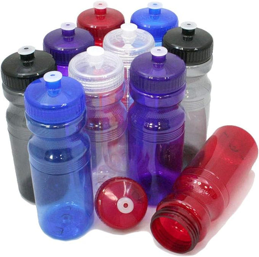 Rolling Sands 24 Ounce BPA-Free Plastic Water Bottles, Set of 10, Made in USA