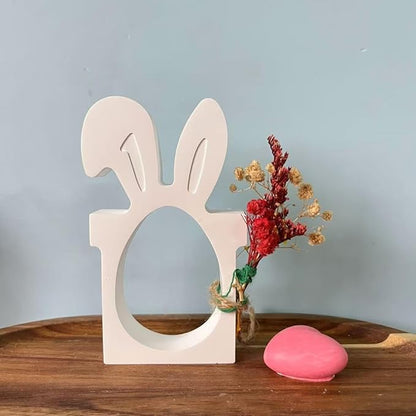 Hollow Easter Egg Silicone Mold with Bunny Ears - 3D Design for Chocolate, Plaster of Paris, Resin Crafts, Reusable DIY Mold for Holiday Tabletop Decor