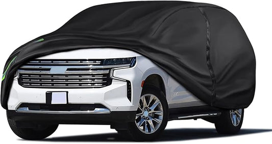 16-Layer 600D Heavy Duty Universal Full Car Cover for Outdoor & Indoor Use - All Weather Sun UV Rain Snow Dust Proof, Waterproof Scratch Resistant, Fits SUVs Body Length 191"-200"/15.9-16.6 ft