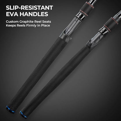 KastKing Brutus Fishing Rod and Reel Combo, Spinning & SpinCast Combo, Custom Tackle Kit, Pre-Spooled Line, Brute Tuff 2Pc Blanks, Stainless Steel Guide, EVA Handles, Custom Graphite Reel Seat