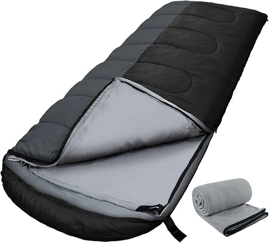 XL 10 Degree Sleeping Bags Waterproof for Adults 350GSM Machine Washable with Compression Sack for 3-4 Season Camping Outdoor